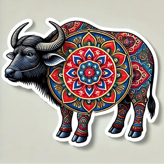 Vinyl sticker: Buffalo Mandala Sticker for Laptop, Car, Wall, Bumper, Window, Truck, Waterproof Vinyl Decal for Water Bottle