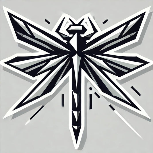 Vinyl sticker: Geometric Dragonfly Laptop Wall Car Window Bumper Sticker – Clean Modern Lines Monochrome Decal for Truck, Auto, Water Bottle, Waterproof
