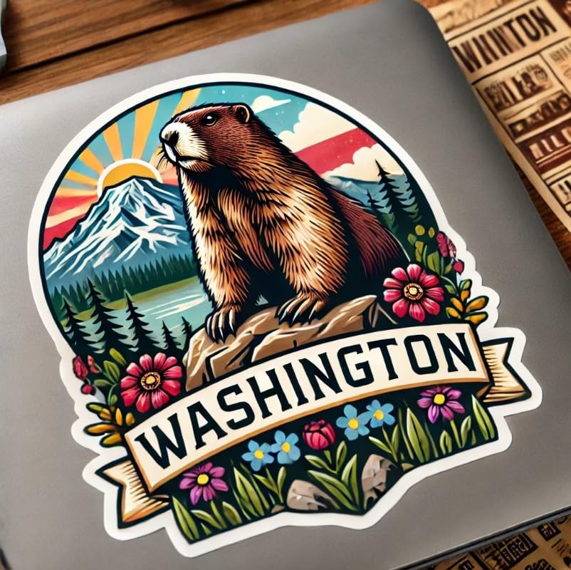 Vinyl sticker: Olympic Marmot Rocky Ledge Sticker Decal for Laptop, Wall, Car, Window, Waterproof Bumper Auto Truck Water Bottle (6)