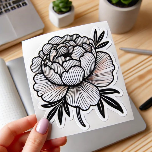 Vinyl sticker: Peony Indiana State Flower Vinyl Sticker for Laptop, Wall, Car, Window, Bumper, Decal, Truck, Waterproof, Auto, Water Bottle. Variation 14 (4)