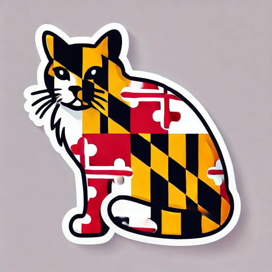 Vinyl sticker: Maryland Flag Tricolor Cat Durable Vinyl Sticker for Laptop Car Window Bumper Truck Auto Water Bottle Decal