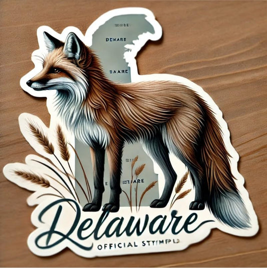 Vinyl sticker: Creative Gray Fox Delaware Symbol Laptop Wall Car Window Bumper Sticker Decal Truck Waterproof Auto Water Bottle. Variation 28