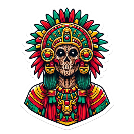 Vinyl sticker: Aztec God Xipe Totec Sticker - Vibrant Human Form Flayed God Decal for Laptop, Wall, Car, Window, Bumper, Water Bottle, and More
