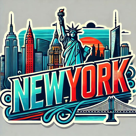 Vinyl sticker: New York City Sticker – Modern Cityscape Decal for Laptop, Car, Bumper, Window, Water Bottle – Statue of Liberty, Empire State Building, Waterproof Vinyl