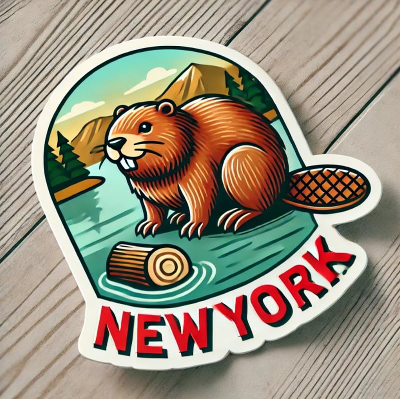 Vinyl sticker: North American Beaver Woodland Sticker Decal for Laptop, Wall, Car, Window, Waterproof Vinyl Bumper Truck Auto Water Bottle