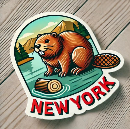 Vinyl sticker: North American Beaver Woodland Sticker Decal for Laptop, Wall, Car, Window, Waterproof Vinyl Bumper Truck Auto Water Bottle