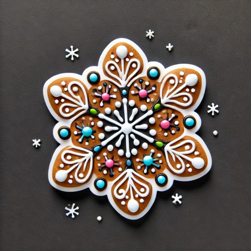 Vinyl sticker: Gingerbread Snowflake Sticker for Laptop, Wall, Car, Window, Bumper, Decal, Waterproof Auto, and Water Bottle