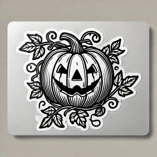 Vinyl sticker: Pumpkin with Carved Face Sticker for Laptop, Wall, Car, Window, Bumper, and Water Bottle - Waterproof Vinyl Decal for Truck and Auto