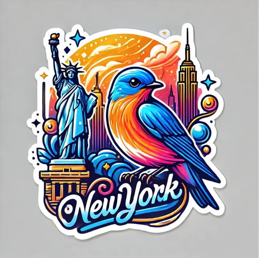 Vinyl sticker: Eastern Bluebird New York Landmarks Sticker – Laptop Wall Car Window Bumper Decal Truck Waterproof Auto Water Bottle (4)