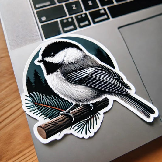 Vinyl sticker: Black-Capped Chickadee Laptop Wall Car Window Bumper Sticker Decal Truck Waterproof Auto Water Bottle Maine Bird Nature (4)