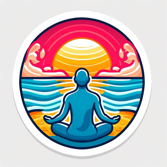 Vinyl sticker: Peaceful Meditation Beach Sticker for Laptop, Wall, Car, Window, Bumper, Truck, Waterproof Decal, Auto, Water Bottle