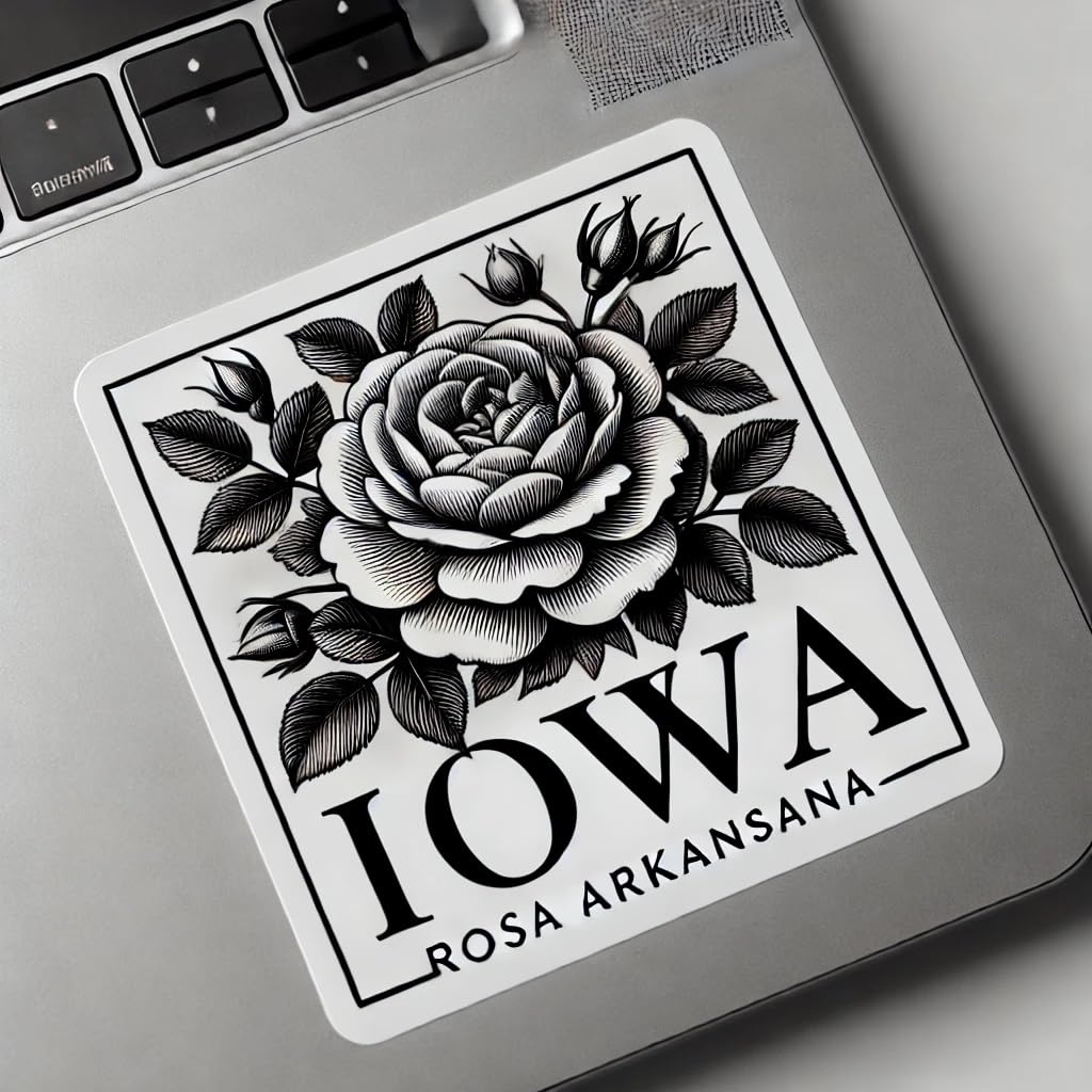 Vinyl sticker: Iowa Rosa Arkansana Modern Elegant Laptop Wall Window Car Bumper Sticker Decal Truck Waterproof Auto Water Bottle