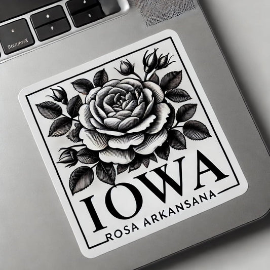 Vinyl sticker: Iowa Rosa Arkansana Modern Elegant Laptop Wall Window Car Bumper Sticker Decal Truck Waterproof Auto Water Bottle