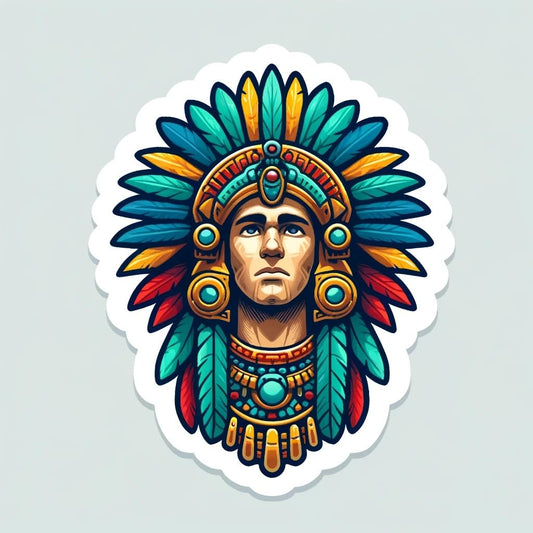 Vinyl sticker: Aztec God Quetzalcoatl Sticker - Colorful Human Form Feathered Serpent Decal for Laptop, Wall, Car, Window, Bumper, Water Bottle, and More - Vibrant Vinyl Art for Auto and Truck Decoration. (4)