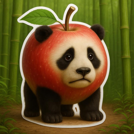 Vinyl sticker: Melanini Pandanini Sticker – Cute Panda Apple Hybrid Vinyl Decal for Laptop, Wall, Car, Window, Bumper – Funny Waterproof Sticker for Truck, Auto, Water Bottle – Bamboo Forest Art – Variation 1
