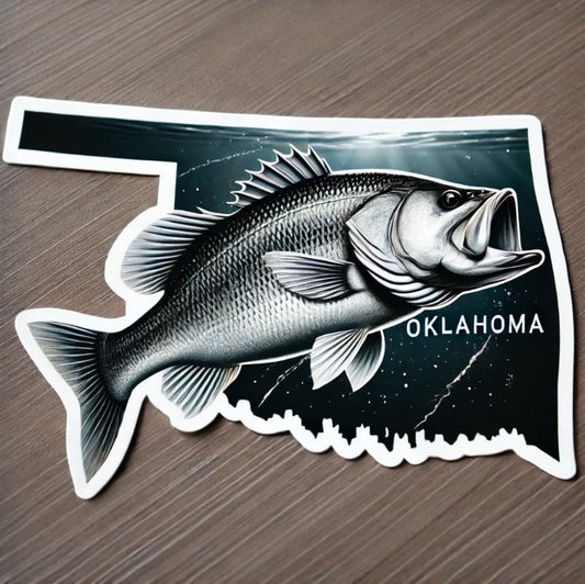 Vinyl sticker: White Bass Oklahoma Fishing Decal – Waterproof Vinyl Sticker for Laptop, Wall, Car, Window, Bumper, Truck, Water Bottle, Auto Accessories (6)