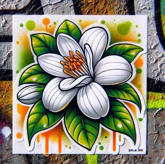 Vinyl sticker: Graffiti Florida Orange Blossom Sticker - Waterproof Car, Laptop, Window, Bumper, Auto, Truck, Water Bottle, Wall, Decal