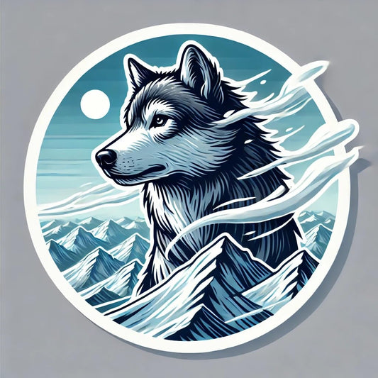 Vinyl sticker: Mountain Peak Wolf Waterproof Sticker for Laptop Wall Car Window Bumper Decal Truck Auto Water Bottle – Snow Wind Adventure Vinyl