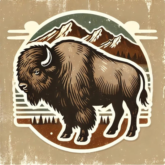 Vinyl sticker: Mountain Heritage Bison Wall Sticker for Car, Laptop, Window, Bumper, Waterproof Vinyl Decal for Trucks, Auto, Water Bottles (4)