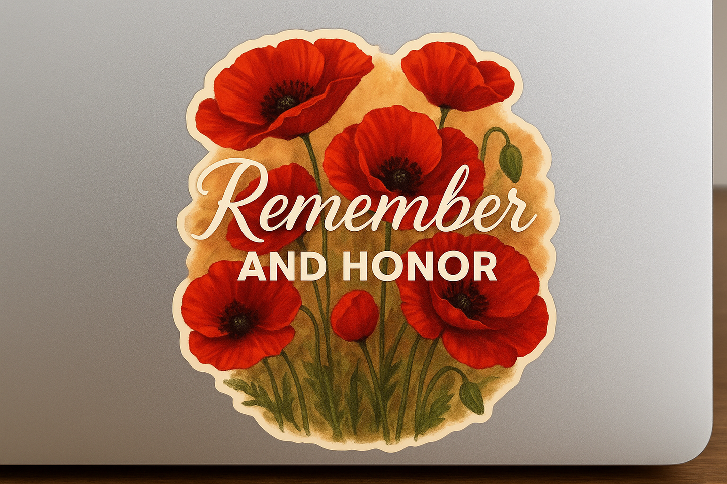 Red Poppies Field Remember and Honor Sticker Decal Vinyl Laptop Car Window Bumper AUTO Water Bottle Helmets Waterproof