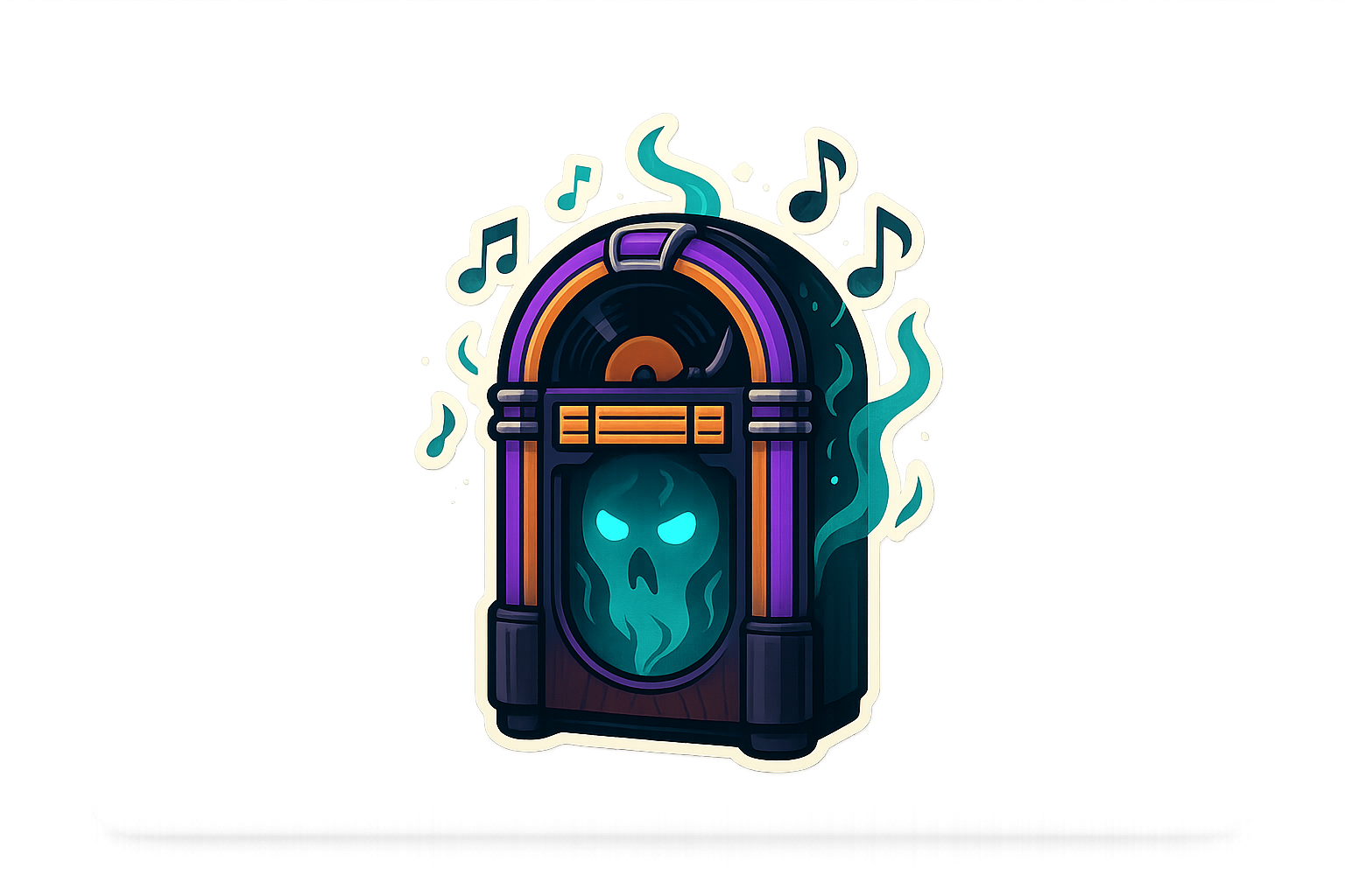 HJ Haunted Jukebox Sticker Decal Vinyl Laptop Car Window Bumper AUTO Water Bottle Helmets Waterproof Music Spooky