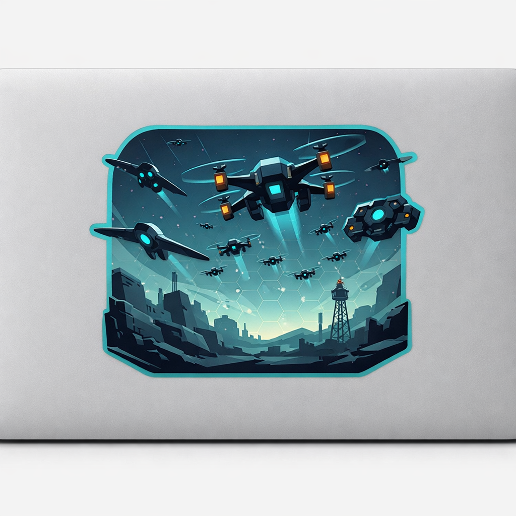 Drone Swarm Modern Battlefield Sticker Decal Vinyl Laptop Car Window Bumper AUTO Water Bottle Helmets Waterproof Illustration