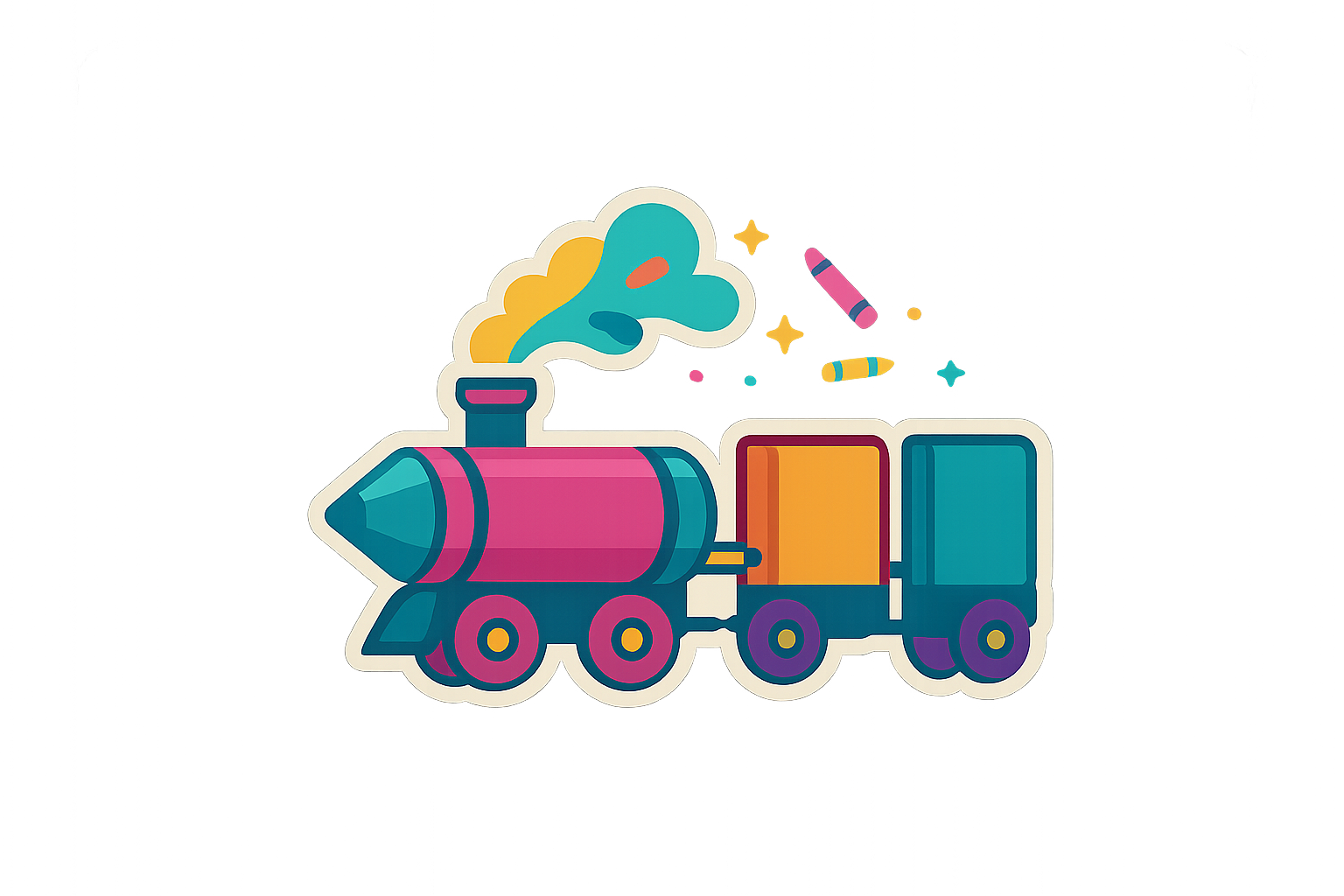 Colorful Train Imagination Sticker Decal Vinyl Laptop Car Window Bumper AUTO Water Bottle Helmets Waterproof Crayons Books
