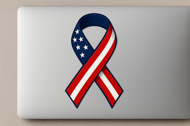 US Veterans Support Ribbon Sticker Decal American Flag Colors Vinyl Laptop Car Window Bumper AUTO Water Bottle Helmets Truck Waterproof Patriotic