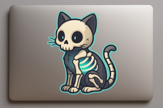 Skeleton Cat Creepy Kitty Sticker Decal Vinyl Laptop Car Window Bumper AUTO Water Bottle Helmets Waterproof