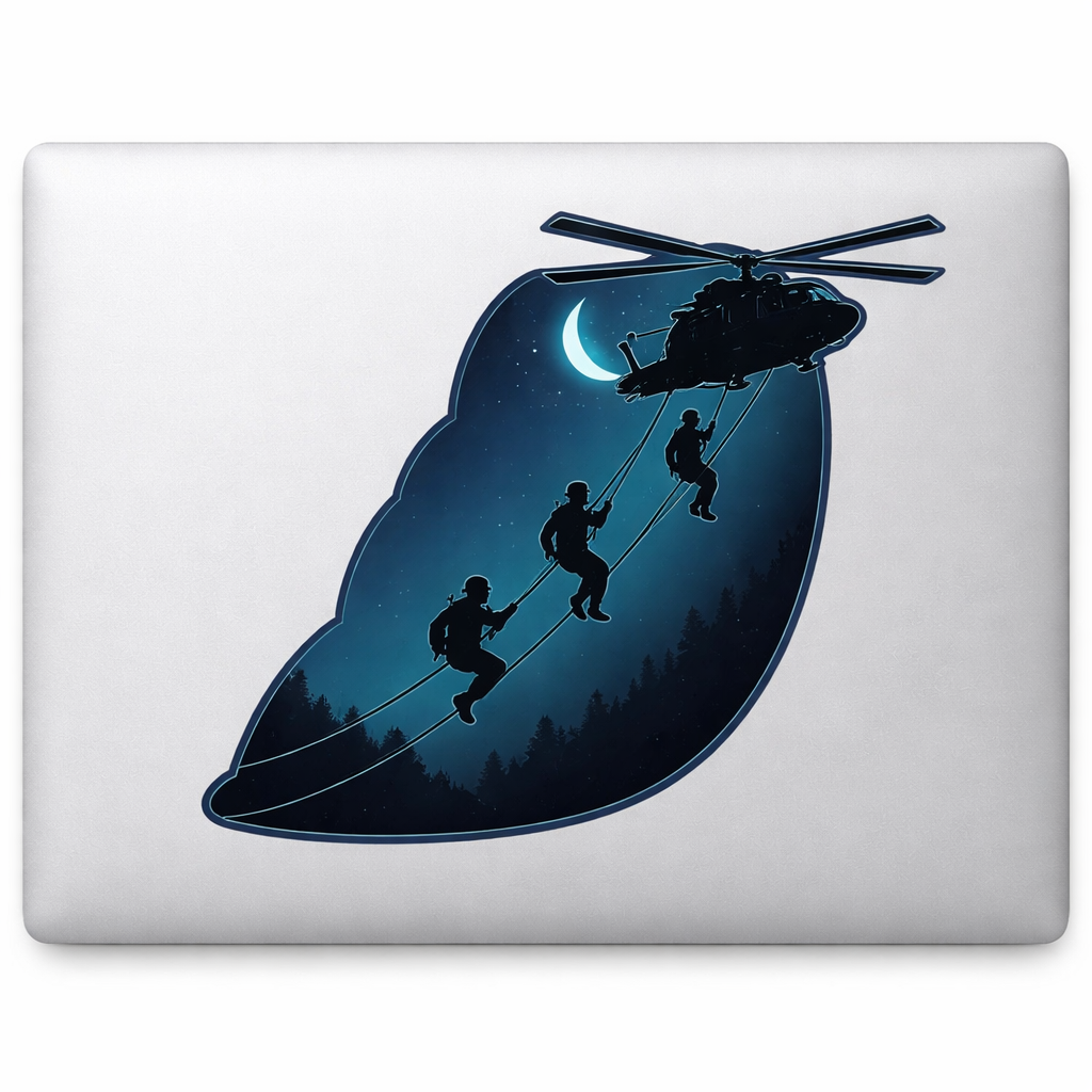 Fast-Rope Insertion Sticker Decal Vinyl Laptop Car Window Bumper AUTO Water Bottle Helmets Waterproof Silhouette Night