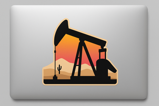 Pump Jack Silhouette Sticker Decal Vinyl Laptop Car Window Bumper AUTO Water Bottle Helmets Waterproof Oil Rig