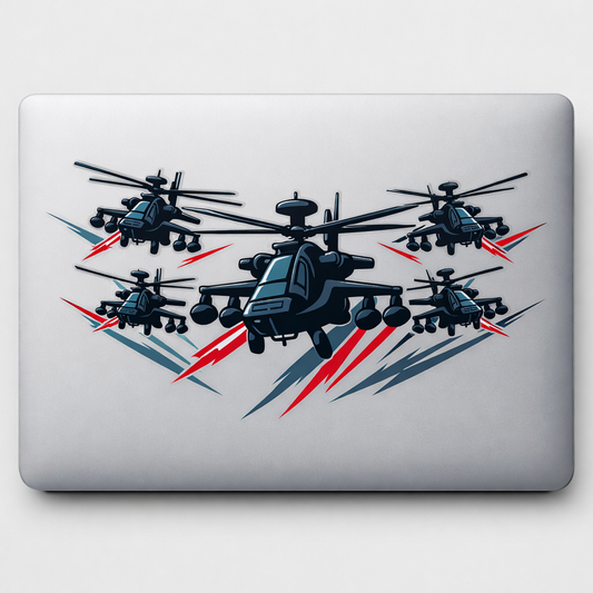 Helicopter Formation Attack Pattern Sticker Decal Vinyl Laptop Car Window Bumper AUTO Water Bottle Helmets Waterproof