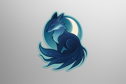 Spirit Fox Moonlight Sticker Decal Vinyl Laptop Car Window Bumper AUTO Water Bottle Helmets Waterproof Mystical