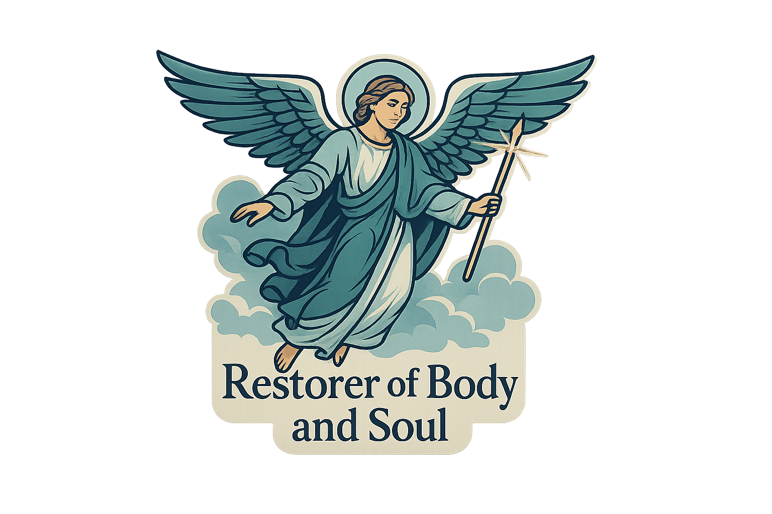 Raphael Archangel Sticker Decal Vinyl Laptop Car Window Bumper AUTO Water Bottle Helmets Waterproof Wings Staff of Light