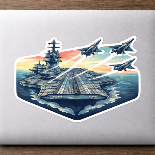 US Aircraft Carrier Deck Jets Sticker Decal Vinyl Laptop Car Window Bumper AUTO Water Bottle Helmets Waterproof Military