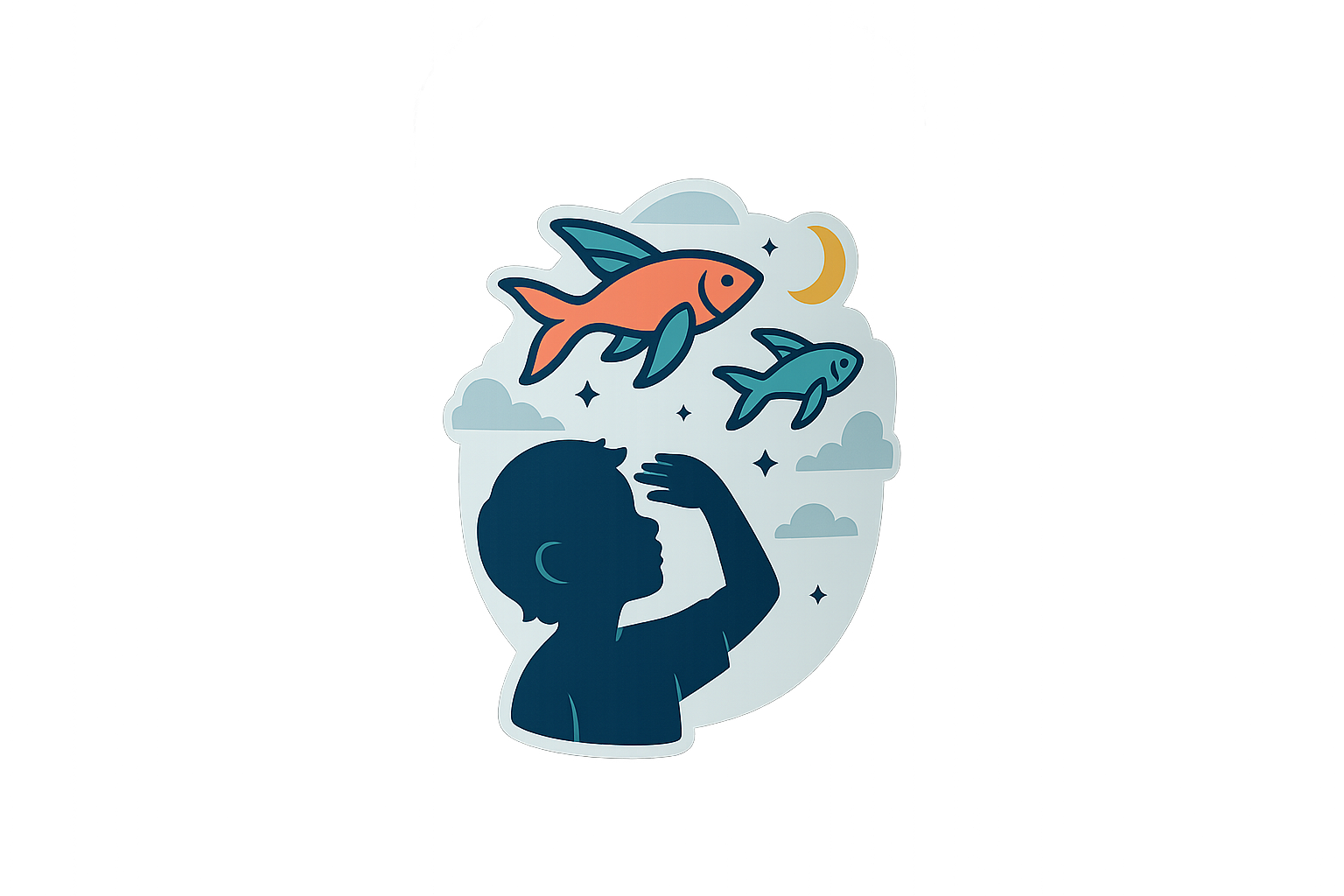 Kid Fish Adventure Sticker Decal Vinyl Laptop Car Window Bumper AUTO Water Bottle Helmets Waterproof Sky