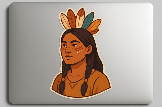 Native Girl Feather Crown Sticker Decal Vinyl Laptop Car Window Bumper AUTO Water Bottle Helmets Waterproof