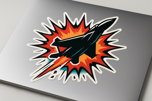 Comic Style Jet Explosion Sticker Decal Vinyl Laptop Car Window Bumper AUTO Bottle Water Bottle Helmets Waterproof