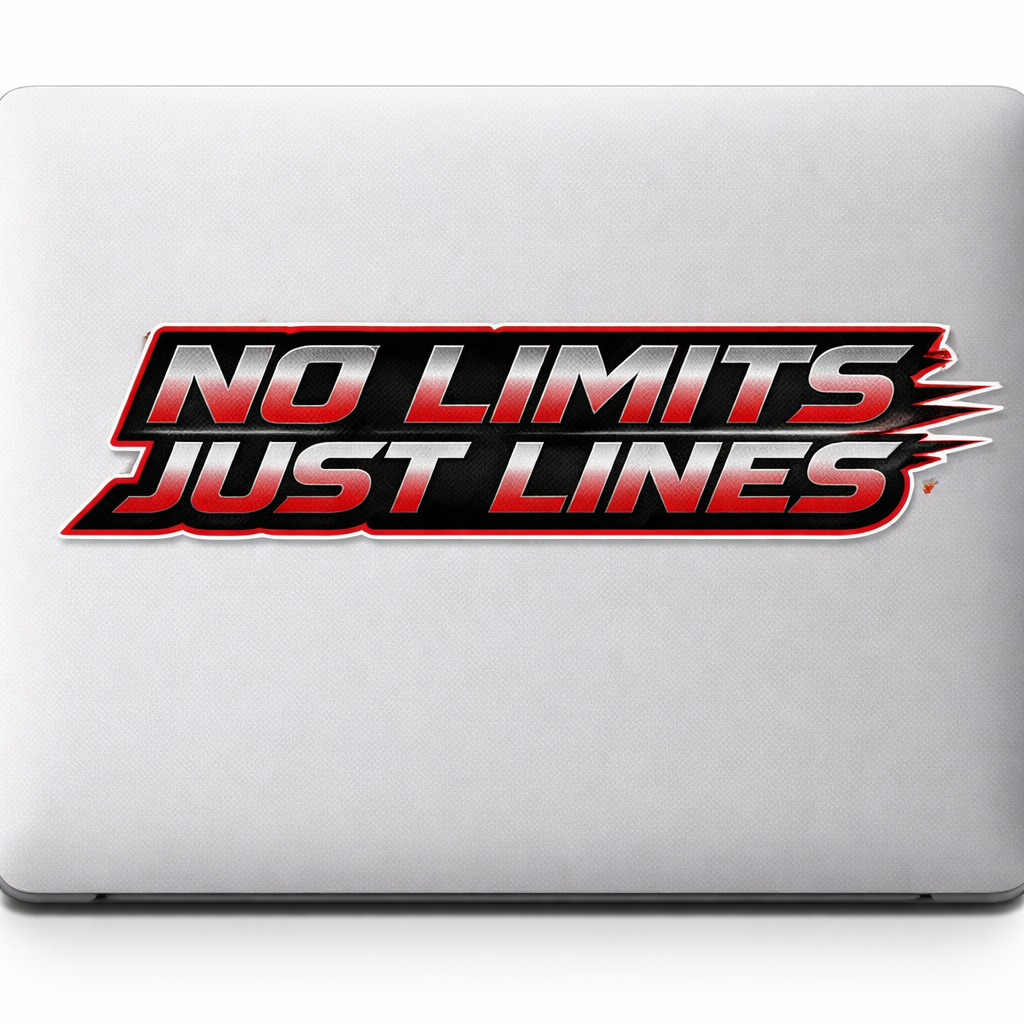 Racing Font NO LIMITS JUST LINES Sticker Decal Vinyl Laptop Car Window Bumper AUTO Bottle Water Bottle Helmets Waterproof