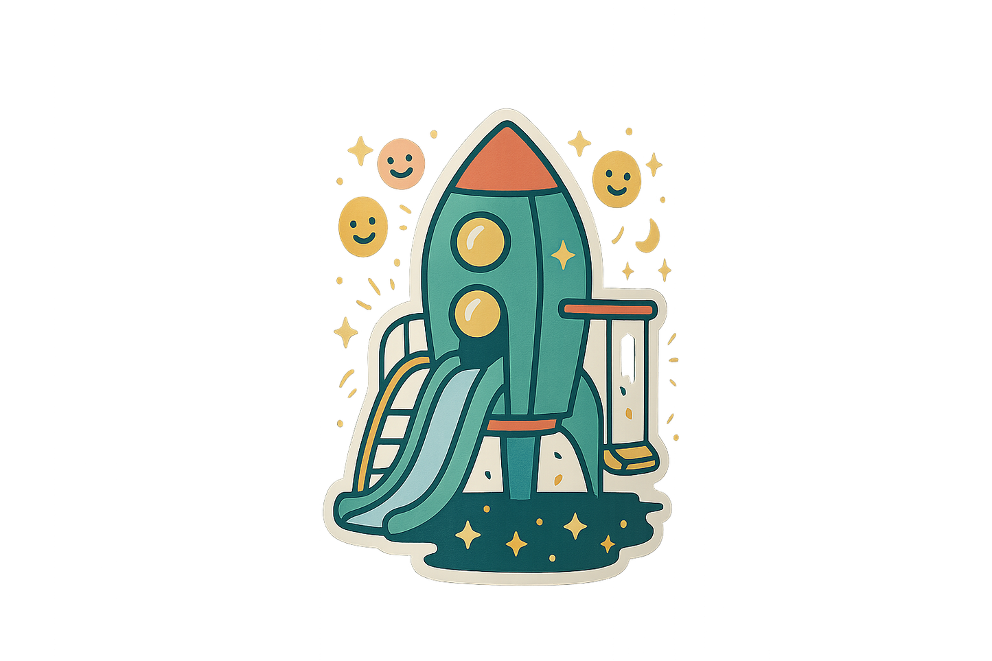 Rocket Playground Sticker Decal Vinyl Laptop Car Window Bumper AUTO Water Bottle Helmets Waterproof Stars
