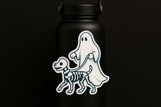 Skeleton Dog Walking Ghost Sticker Decal Vinyl Laptop Car Window Bumper AUTO Water Bottle Helmets Waterproof Halloween