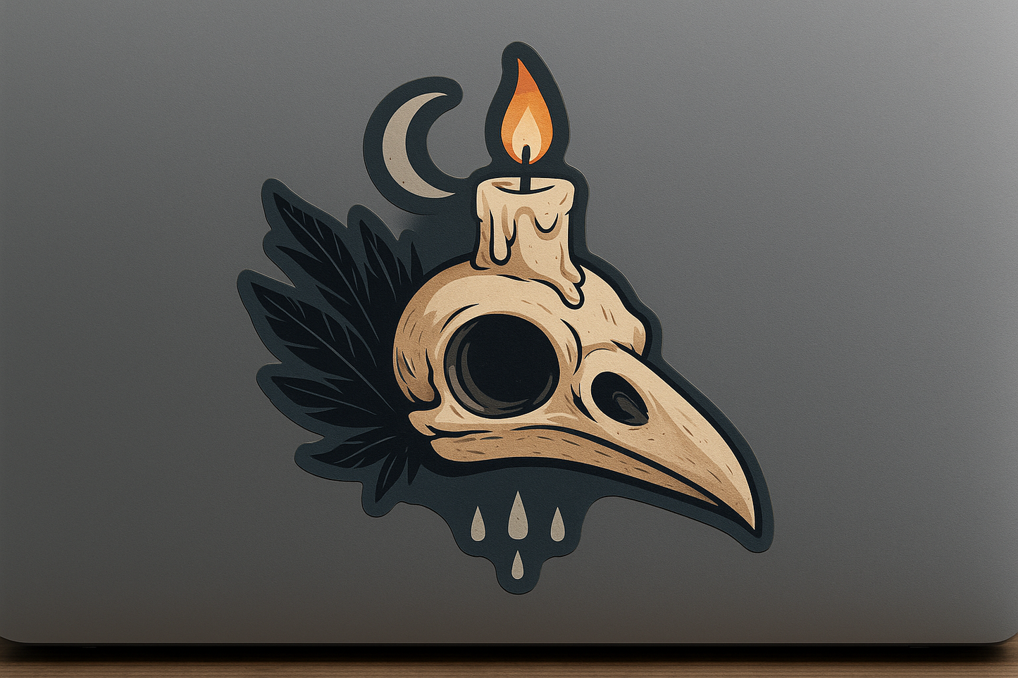 Dark Omen Raven Skull Sticker Decal Vinyl Laptop Car Window Bumper Helmets AUTO Water Bottle Waterproof