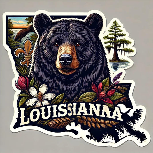 Vinyl sticker: Louisiana Black Bear Sticker – Realistic Vinyl Decal for Car, Laptop, Window, Bumper, Waterproof & Durable Auto Accessory