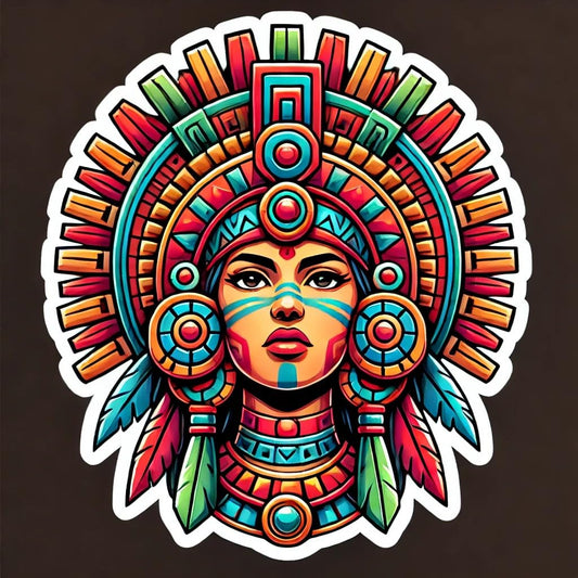 Vinyl sticker: Aztec Goddess Vinyl Sticker for Laptop, Wall, Car, Window, Bumper, Waterproof, Truck, Auto, Water Bottle – Bold Geometric Design (8)
