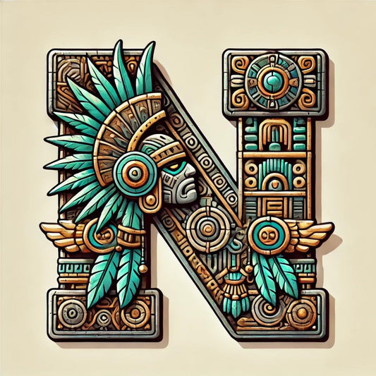 Vinyl sticker: Aztec Letterings: Knights and Warriors Letter N Vinyl Sticker for Laptop Wall Car Window Bumper Truck Waterproof Auto Water Bottle (4)