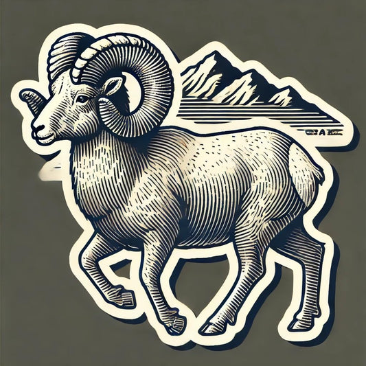 Vinyl sticker: Mystical Dreamlike Bighorn Sheep Sticker for Laptop, Car, Window, Bumper, Waterproof Decal, Auto, Truck, Water Bottle (4)