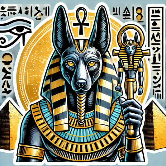 Vinyl sticker: Anubis Egyptian God Sticker Decal for Car, Laptop, Wall, Window, Bumper, Waterproof Vinyl Decoration with Jackal Head Design for Mythology Enthusiasts