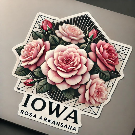 Vinyl sticker: Iowa Rosa Arkansana Modern Elegant Wall Laptop Car Window Bumper Sticker Decal Truck Waterproof Auto Water Bottle (8)
