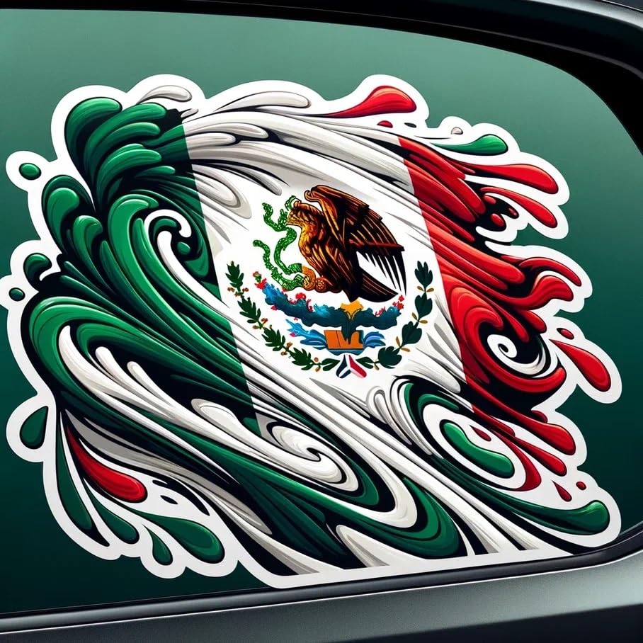 Vinyl sticker: Sticker Flag Eagle Snake Patriotic Mexico Vinyl Decal Waterproof Weather Resistant Letters Estado Aguila Mexican Flag Design Perfect for Car Truck Bumper Laptop Tumbler