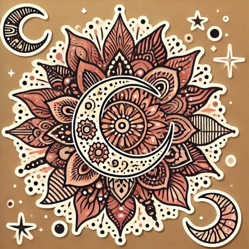 Vinyl sticker: Bohemian Sun Sticker Decal for Car, Laptop, Window, Wall, Bumper, Waterproof Vinyl Artistic Decor (6)